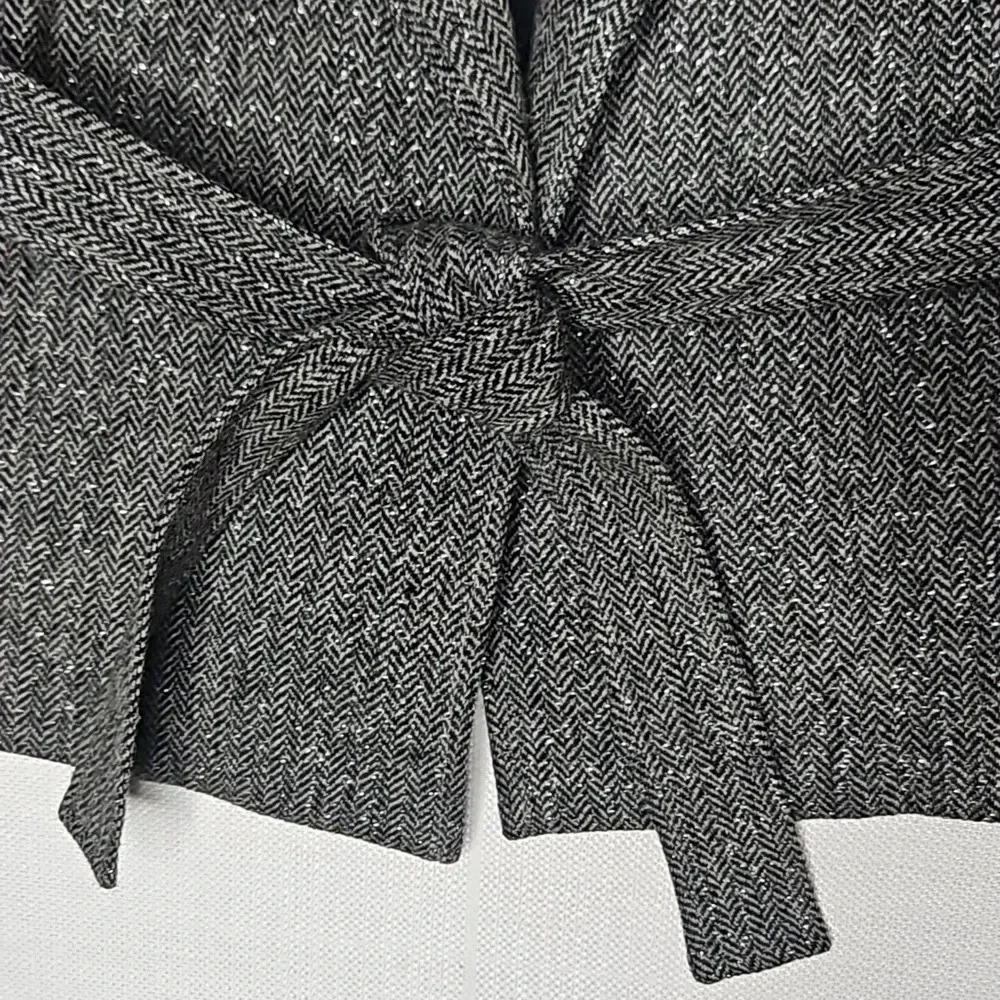 MICHAEL Michael Kors Metallic Tweed Blazer w/ Tie Waist & Faux Fur Women's Large - Picture 6 of 15